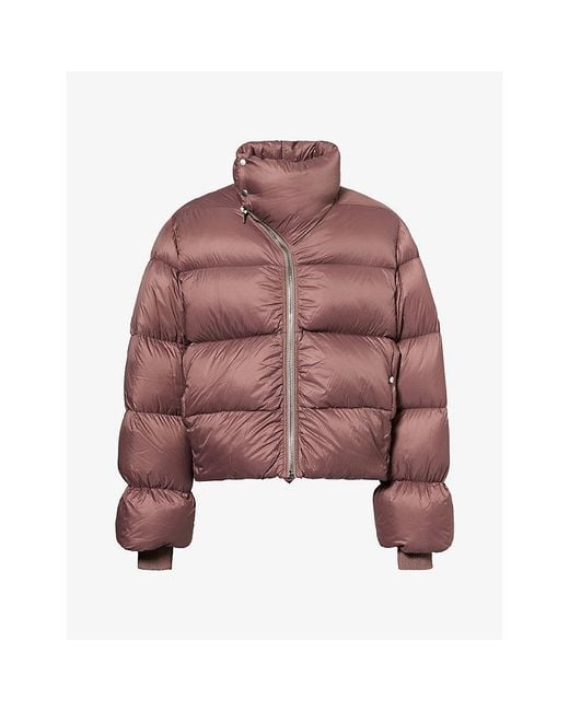 Rick Owens Red High-Neck Welt-Pocket Puffer Jacket for men
