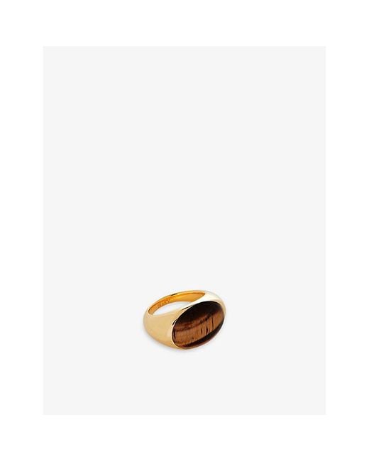 Monica Vinader White Tigers Eye 18Ct- Vermeil Sterling- Ring