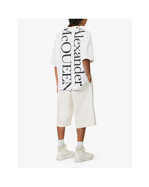 Alexander McQueen White Exploded Logo-print Cotton-jersey T-shirt X for men