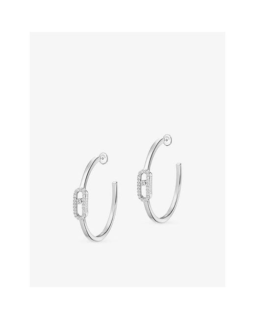 Messika White Move Uno Small 18Ct And 0.29Ct Diamond Hoop Earrings