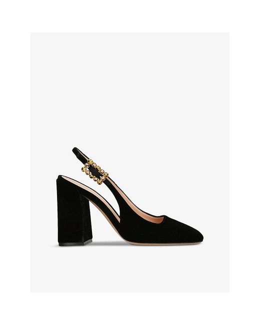 Gianvito Rossi Velluto Crystalembellished Velvet Heeled Pumps in Black