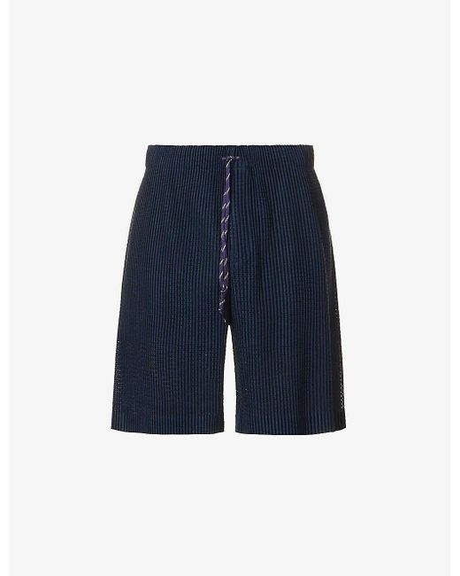 Homme Plissé Issey Miyake Blue Pleated Relaxed-fit Woven Shorts for men