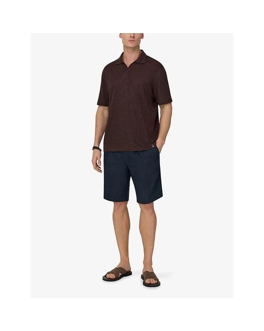 Boggi Blue Drawcord Linen Bermuda Shorts for men