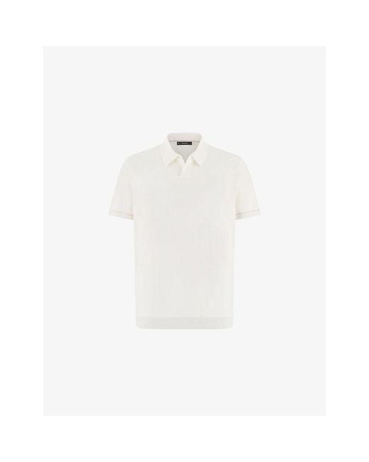 Boggi White Short-Sleeve Cotton Crêpe Knit Polo Shirt for men
