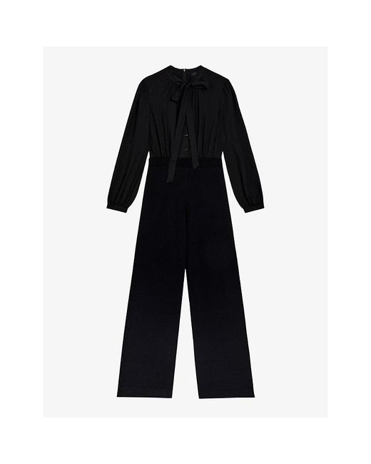 Ted Baker Black Leot High-neck Fitted-waist Stretch-woven Jumpsuit