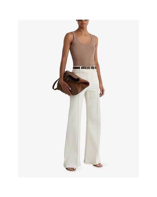 Reiss Brown Ribbed Stretch-Cotton Vest