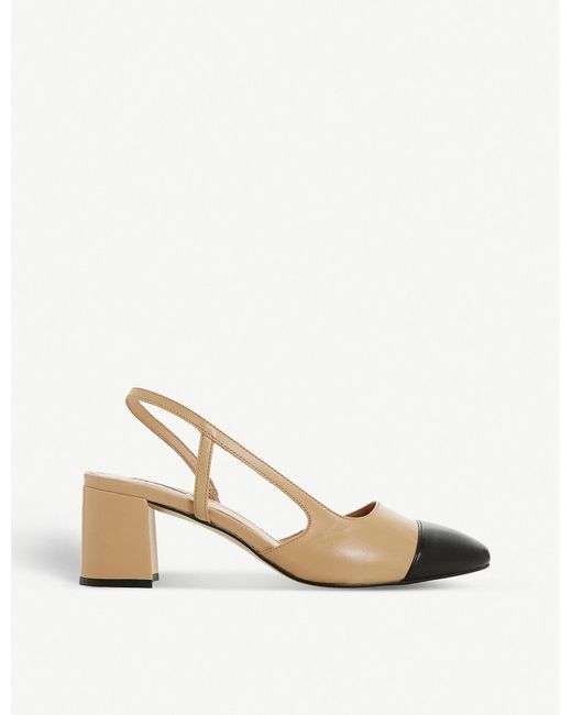 Dune Natural Leather 'croft' Mid Block Heel Court Shoes