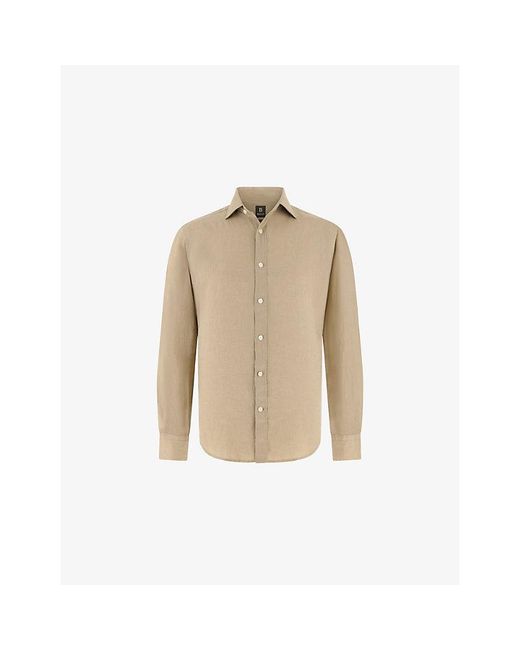 Boggi Natural Long-Sleeve Regular-Fit Linen Shirt for men