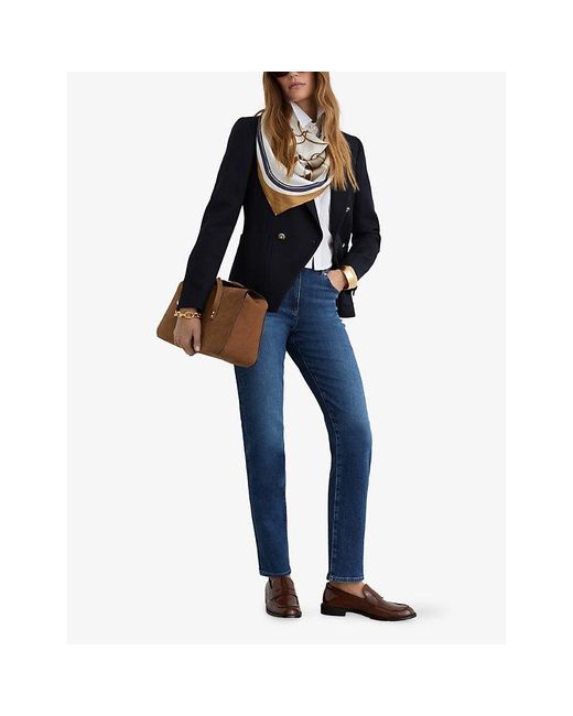 Reiss Blue Isabel Slim-Leg Mid-Rise Stretch-Denim Jeans