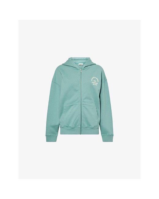 ADANOLA Blue Everyday Active Zip-Through Cotton-Jersey Hoody