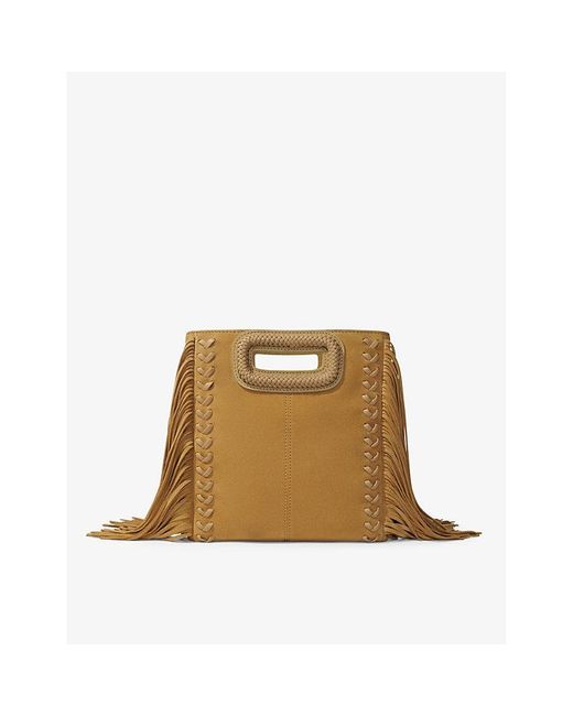 Maje Brown Fringe-embellished Leather Shoulder Bag