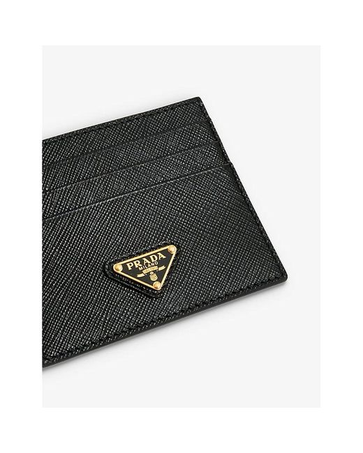 Prada Logo-plaque Leather Card Holder in Black