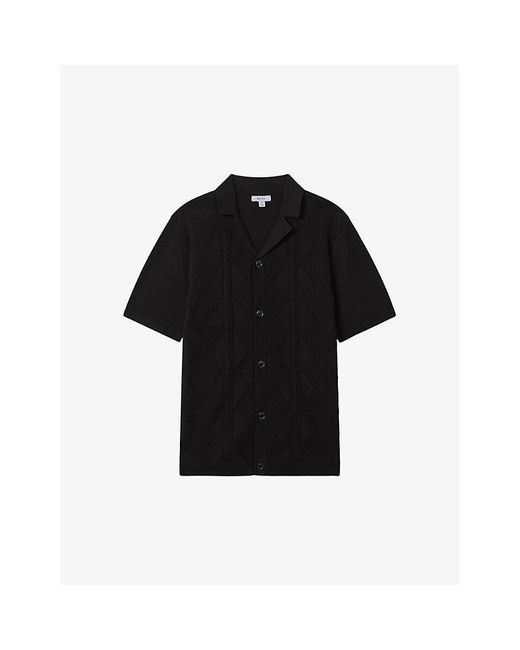Reiss Black Fortune Cable-knit Cotton Shirt for men