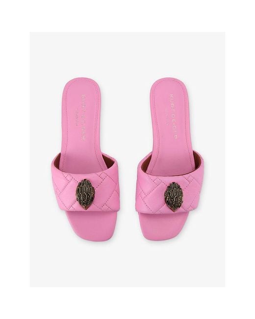 Kurt Geiger Pink Kensington Flat Leather Sandals