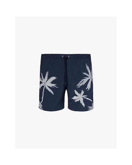 Boss Blue Logo-embellished Regular-fit Recycled-polyester Swim Shorts Xx for men