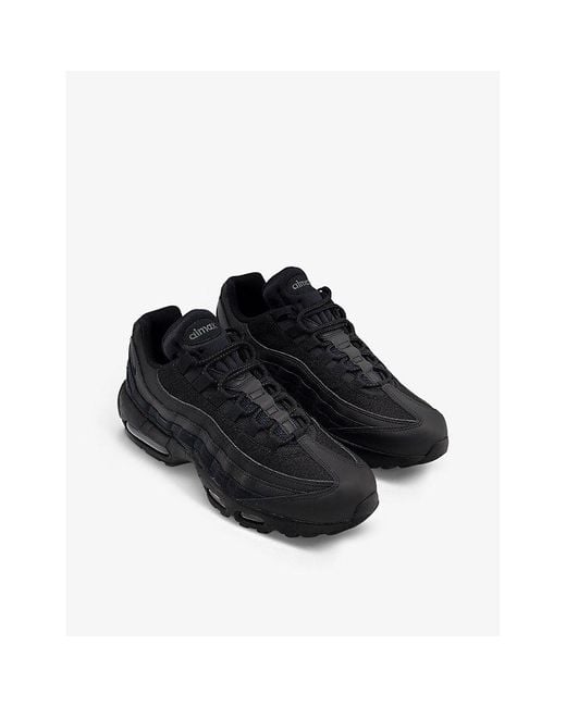 Bekritiseren Koningin Onderscheid Nike Air Max 95 Leather, Suede And Woven Mid-top Trainers in Black for Men  | Lyst