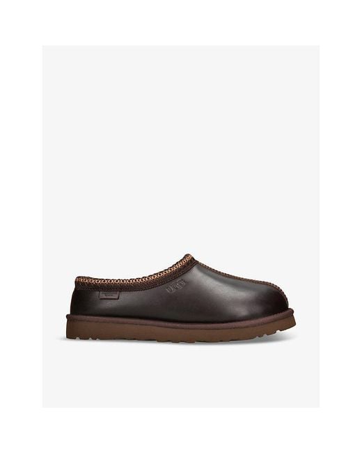 Ugg Brown Tasman Branded Leather Slippers for men