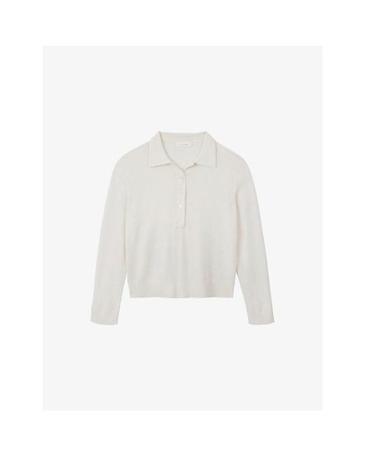 The White Company White Polo-Collar Relaxed-Fit Wool-Blend Jumper