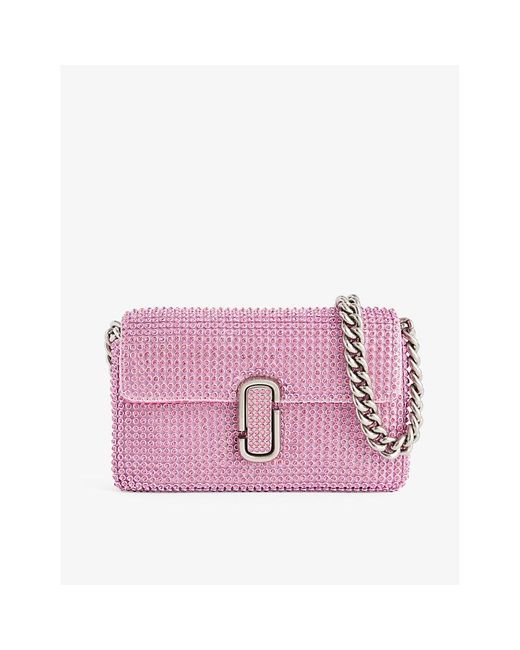 Marc Jacobs Pink The Mini Shoulder Crystal-embellished Shoulder Bag