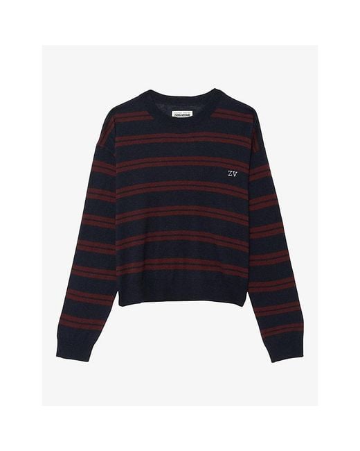 Zadig & Voltaire Blue Swapy Striped Cashmere Jumper