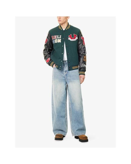 True Religion Blue Mikey Embroidered Denim Jeans for men
