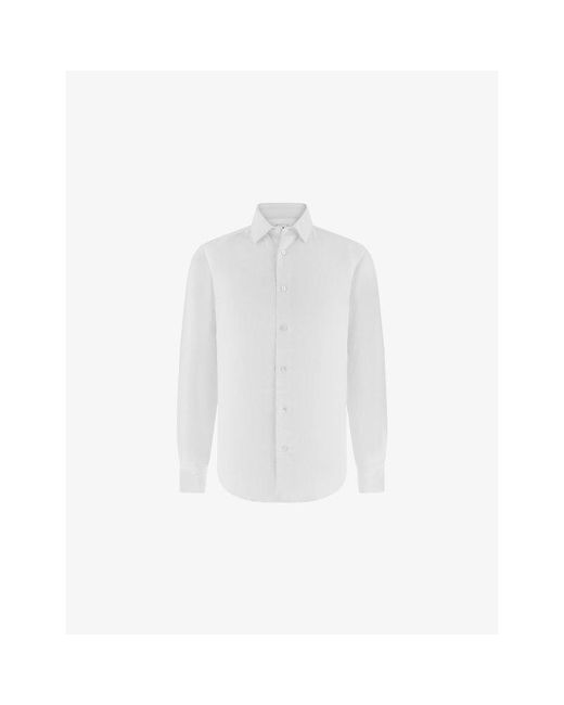 Boggi White Long-Sleeve Regular-Fit Linen-Blend Shirt for men