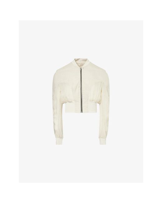 Rick Owens White Girdered Structured Silk Jacket for men