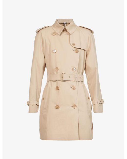Burberry Waterloo Doublebreasted Cottontwill Trench Coat in Natural