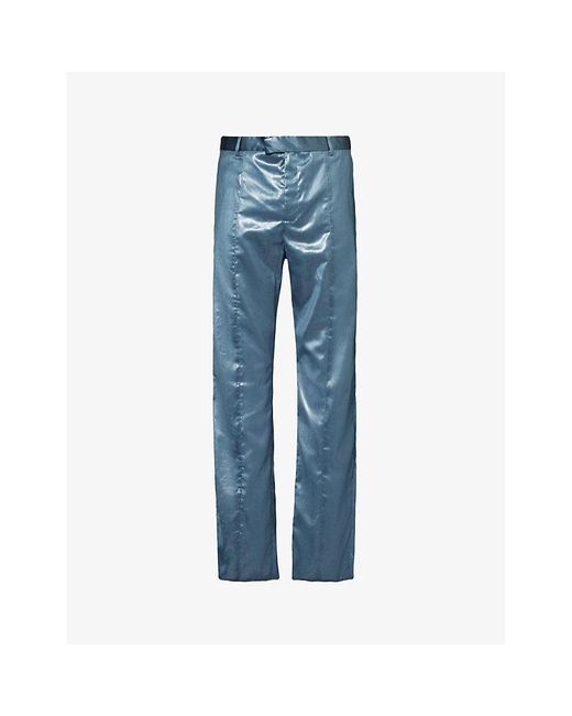 Martine Rose Blue Darted Straight-leg Shell Trousers for men
