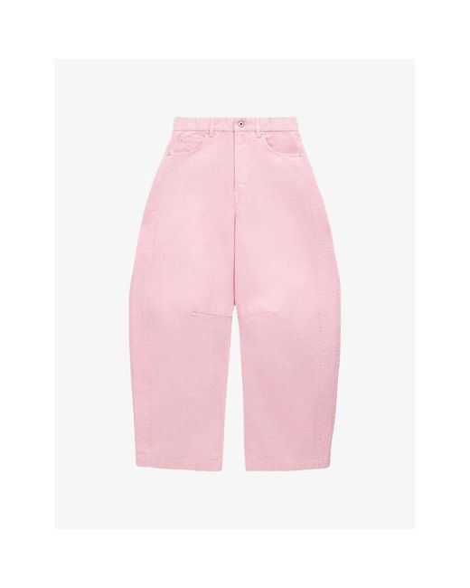 Loewe Pink Logo-Patch Barrel-Leg Cotton Trousers