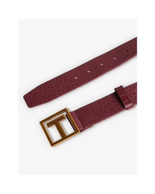 Ted Baker Telisy Logobuckle Leather Belt in Brown Lyst