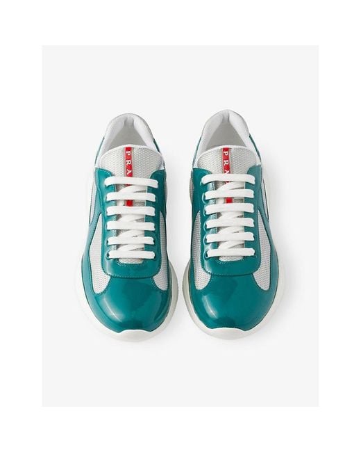 Prada Blue America's Cup Patent-Leather Low-Top Trainers for men