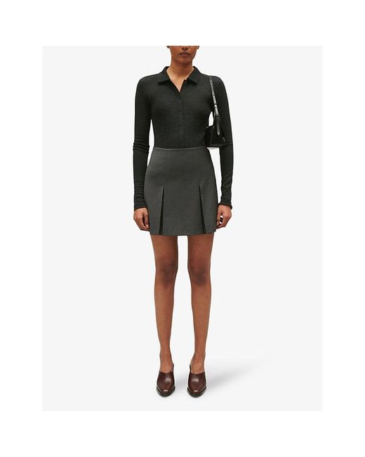 Claudie Pierlot Black Sarah High-rise Flared Wool-blend Mini Skirt