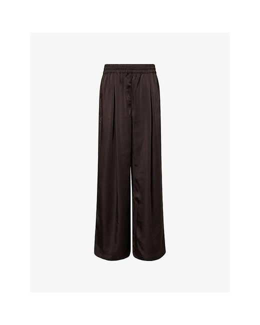 Lacoste Black Pleat Relaxed Satin Track Trousers
