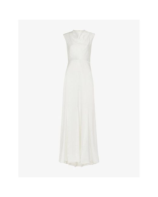Whistles White Melody Cowl-Neck Woven Maxi Wedding Dress