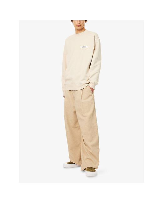 Jacquemus Natural Gros Grain Crewneck Cotton-Jersey Sweatshirt for men