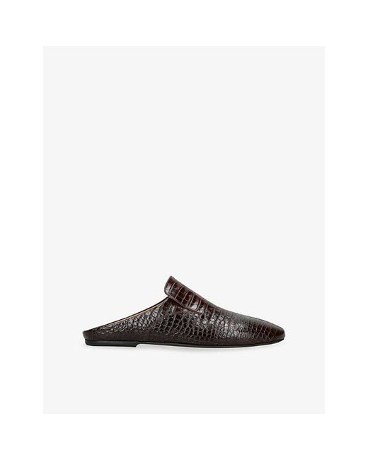 Dries Van Noten Brown Mock-Croc Leather Mules for men