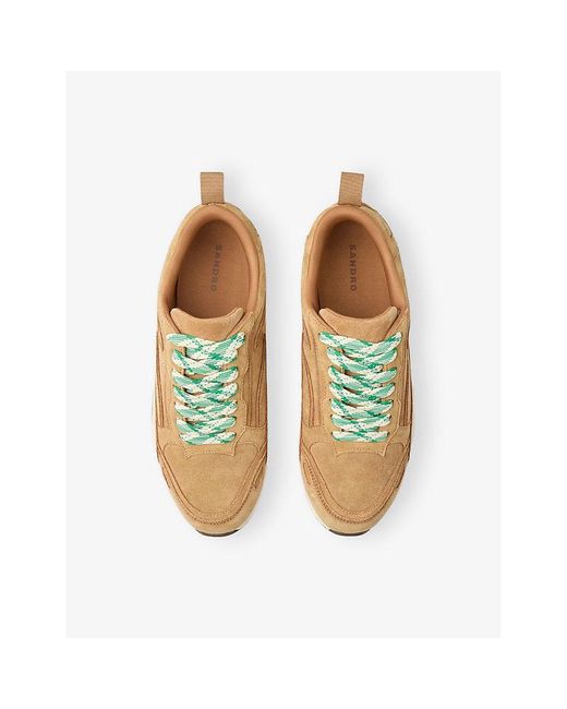 Sandro Natural Mixed-Material Low-Top Trainers