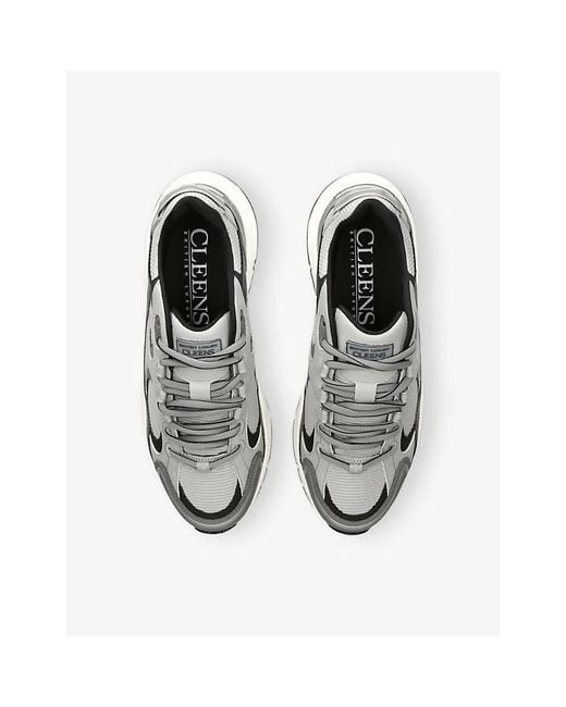 Cleens White Pulse Runner Leather And Mesh Trainers for men