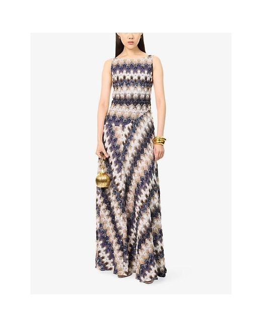 Missoni White Sleeveless Raschel-Lace Lamé Knitted Maxi Dress