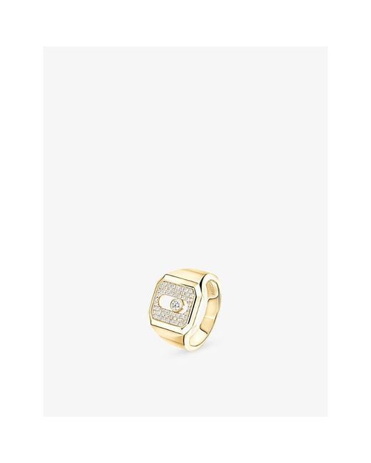 Messika Metallic Move Joaillerie Pave 18Ct And 0.27Ct Diamond Signet Ring