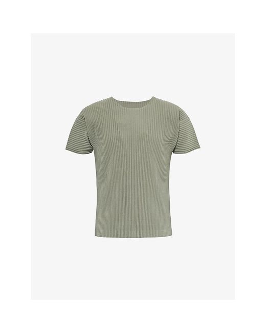 Homme Plissé Issey Miyake Green Pleated Knitted T-shirt for men