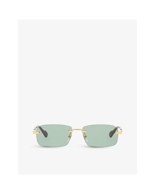 Gucci Green Gc001968 GG1221S Rectangle-frame Polyamide Sunglasses