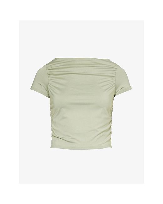 4th & Reckless Green Darrilyn Ruched Stretch-woven Top