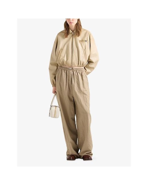 Prada Natural Cropped Nappa Leather Jacket