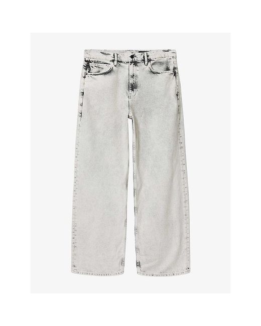 AllSaints Gray Lenny Wide-Leg Denim Jeans for men
