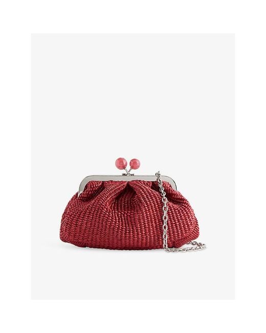 Weekend by Maxmara Red Pasticcino Small Woven Clutch Bag
