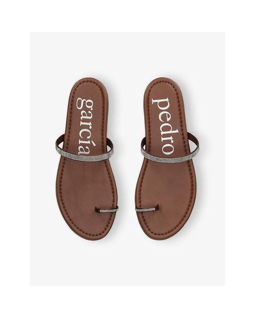 Pedro Garcia White Pita Swarovski Crystal Leather Sandals