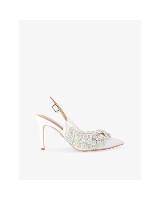 Carvela Kurt Geiger White Petalo Woven Courts