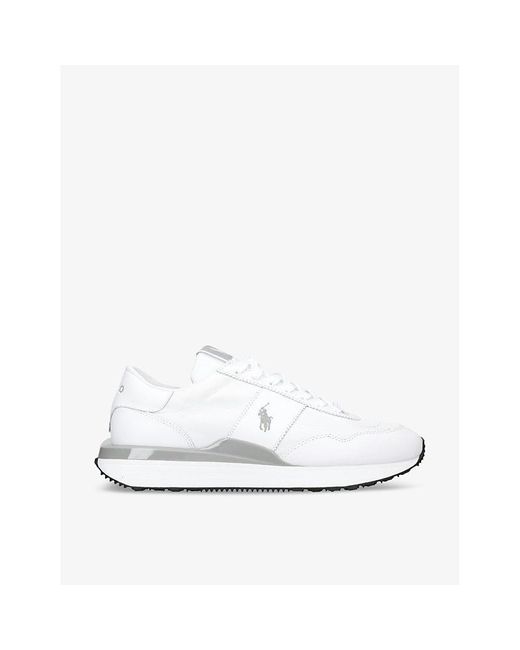 Polo Ralph Lauren White Train 89 Logo-embroidered Leather Leather Low-top Trainers for men
